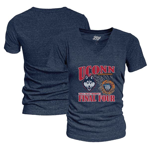 Женская Футболка Blue 84 Navy UConn Huskies 2024 NCAA Women's Basketball Tournament March Madness Final Four Tri-Blend V-Neck Blue 84