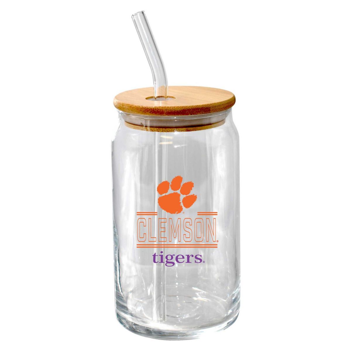 The Memory Company Clemson Tigers 16oz. Classic Crew Beer Glass with Bamboo Lid The Memory Company