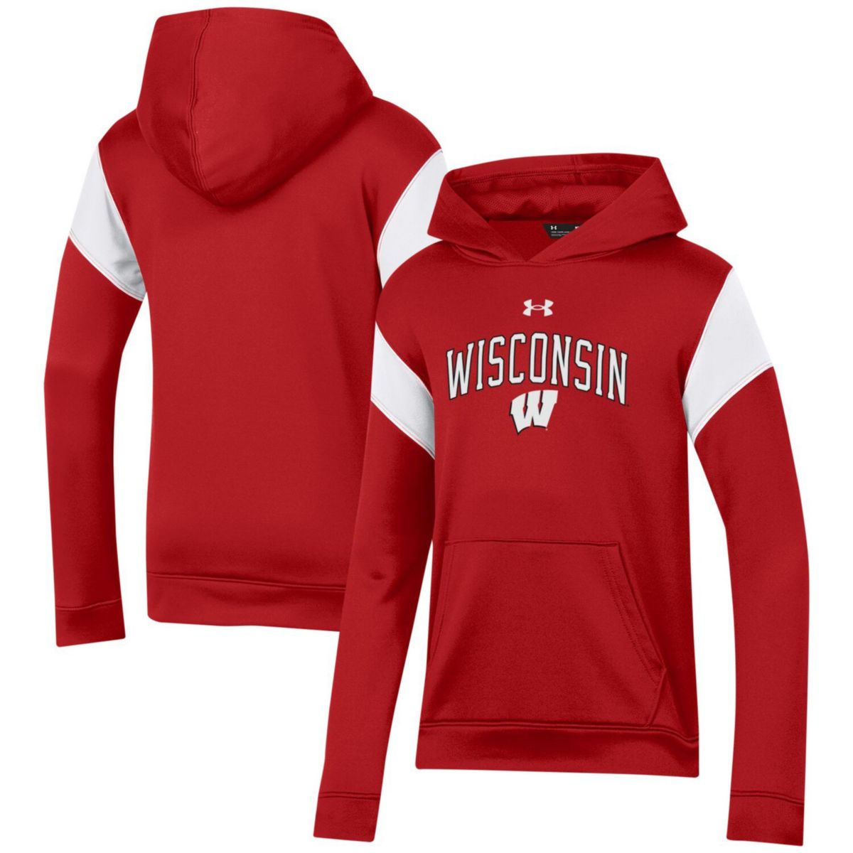 Youth Under Armour Red Wisconsin Badgers Gameday Performance Pullover Hoodie Under Armour