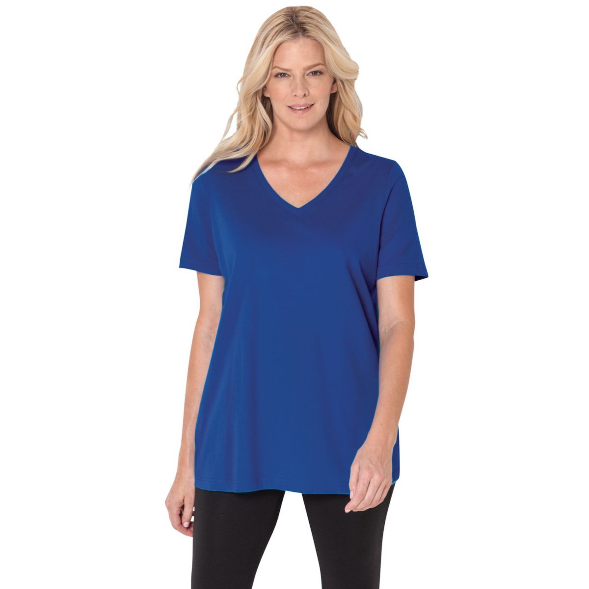 Woman Within Women's Plus Size Perfect Short-sleeve V-neck Tee Woman Within