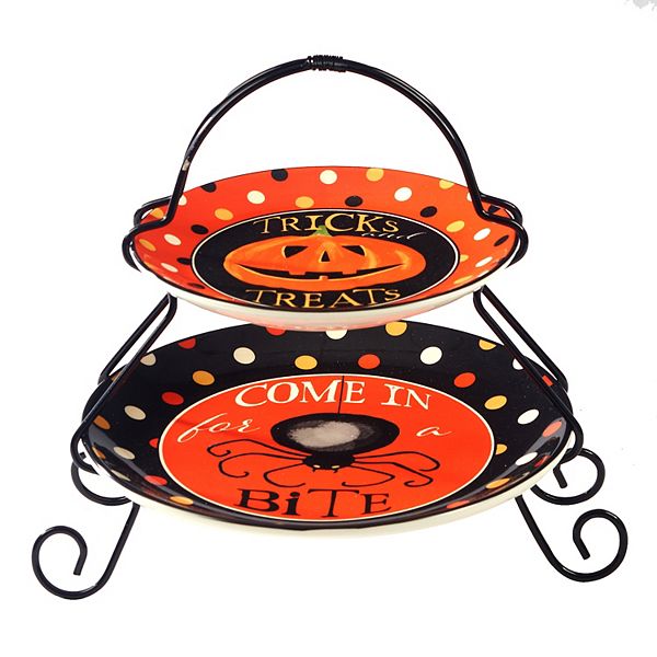 Certified International Spooky Halloween 2-Tiered Serving Tray Certified International