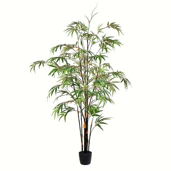 Vickerman Artificial Potted Black Japanese Bamboo Tree Floor Decor Vickerman