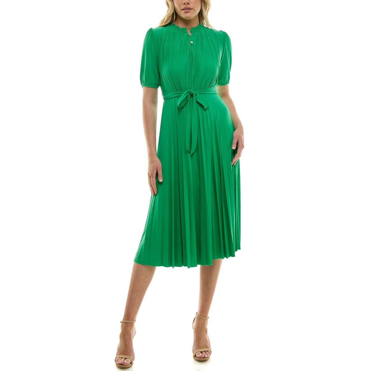 Women's Nanette Lepore Solid Pleated Dress with Belt Nanette Lepore