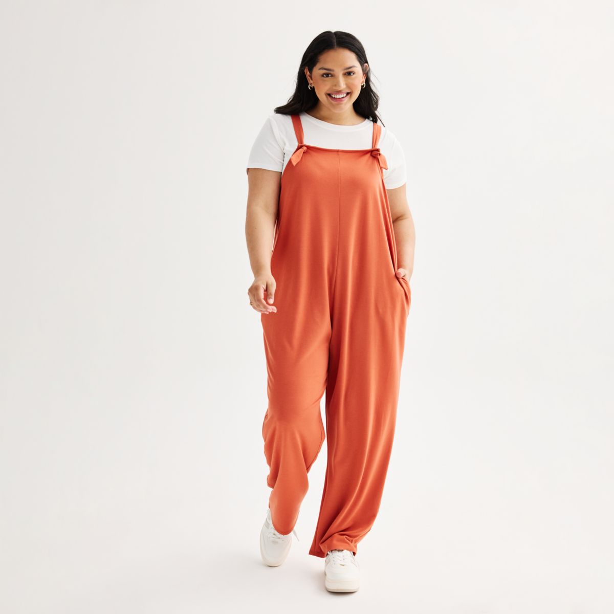 Juniors' Plus Size Live To Be Spoiled Wide Leg Jumpsuit With Tee Live To Be Spoiled