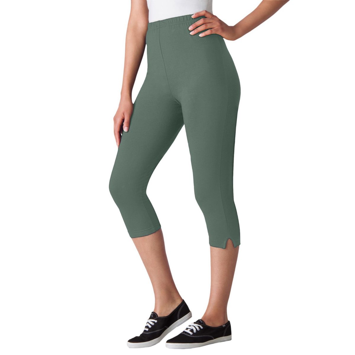 Женская Бриджи и капри Woman Within Stretch Cotton Capri Legging Woman Within