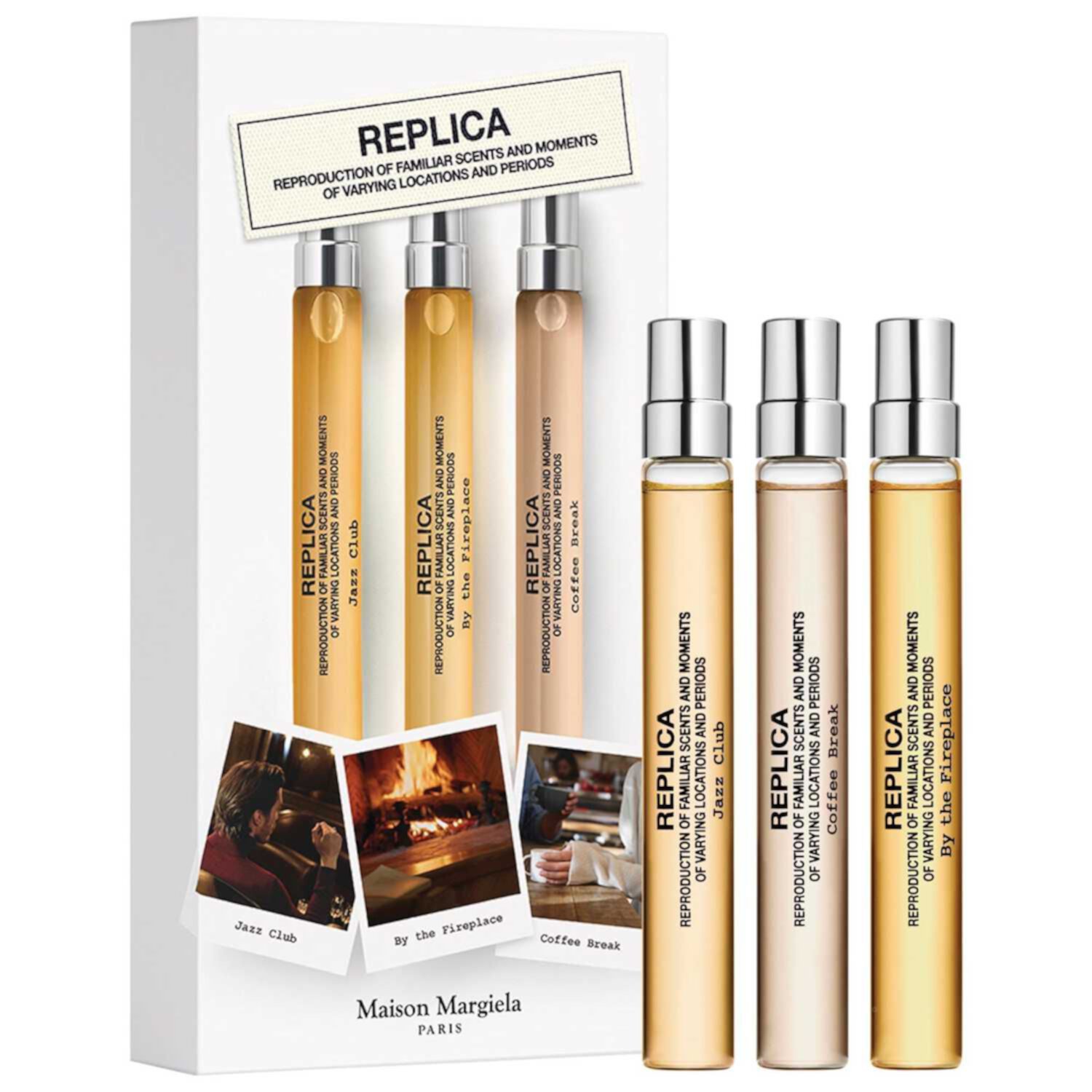 Maison Margiela 'REPLICA' Travel Spray Set - Jazz Club, By the Fireplace, Autumn Vibes Maison Margiela