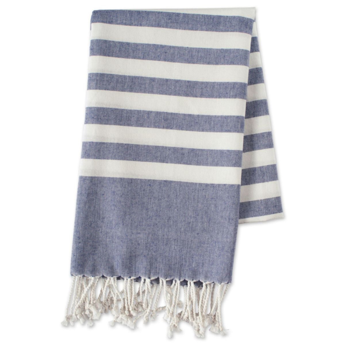 59&#34; Blue and White Striped Rectangular Turkish Towel Contemporary Home Living