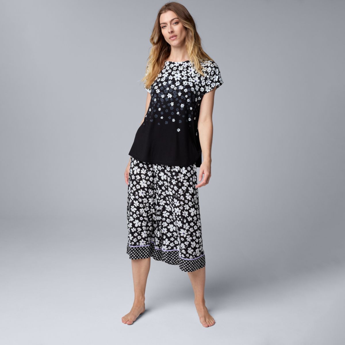 Women's Simply Vera Vera Wang Dolman Sleeve Pajama Top & Pajama Culotte Pants Set Simply Vera Vera Wang