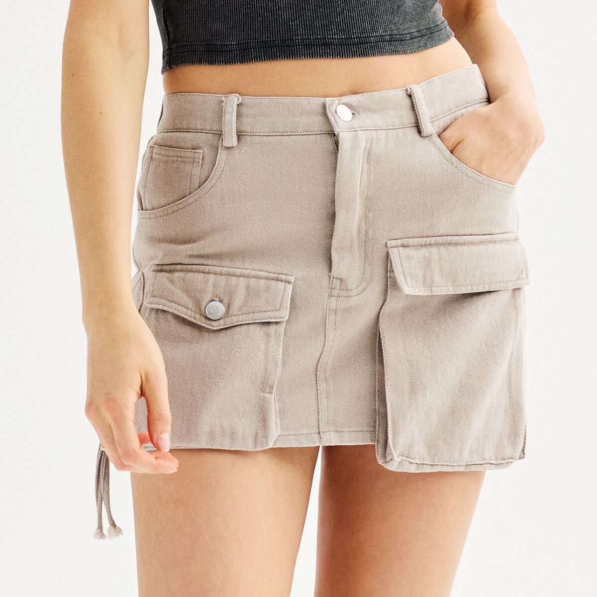 Juniors' Harper & Ivy Mini Twill Cargo Skirt Harper & Ivy