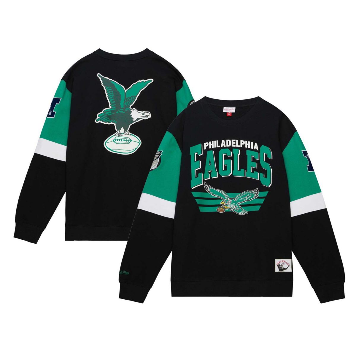 Мужской Свитшот Mitchell & Ness Черный Philadelphia Eagles Big & Tall Mitchell & Ness