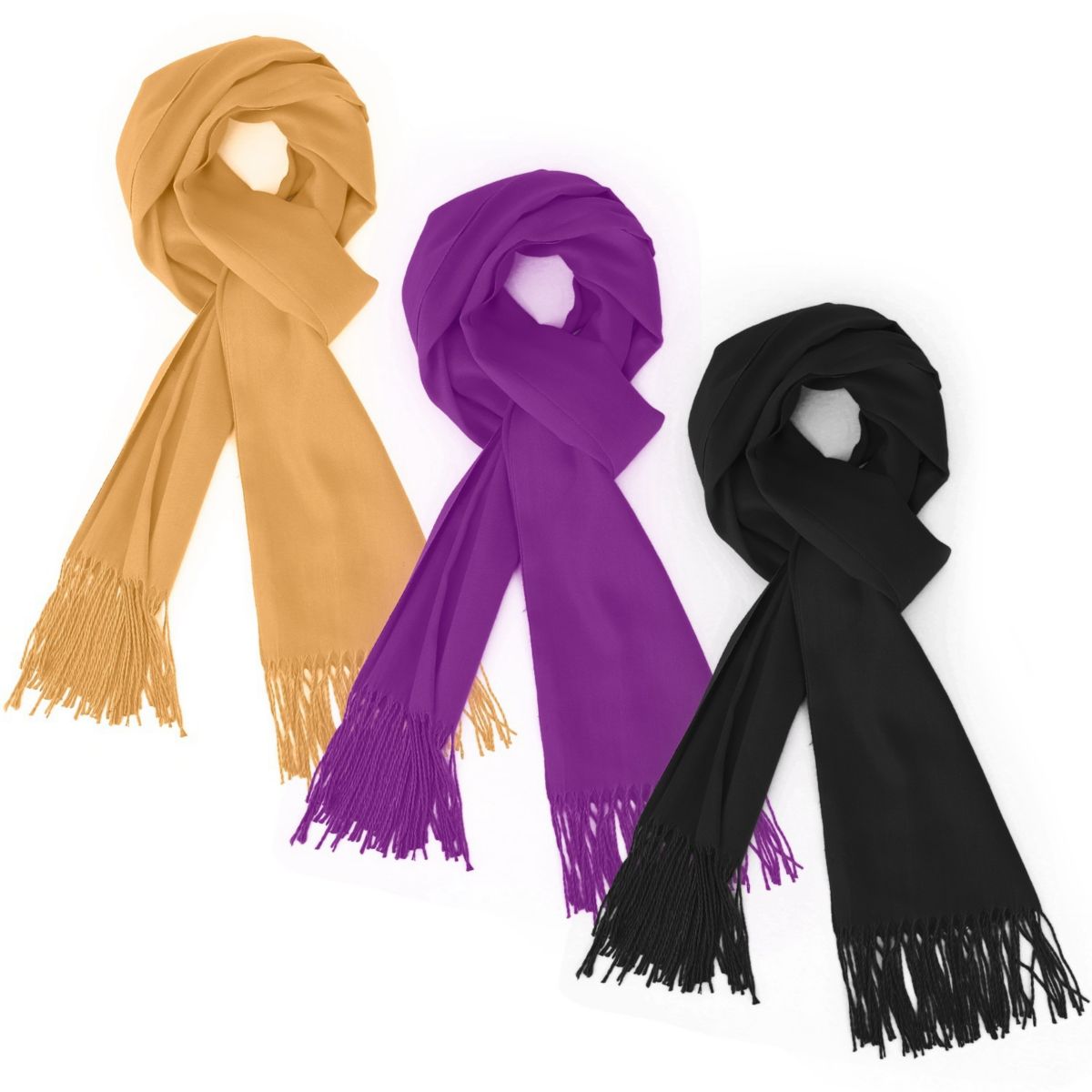 Artificial Cashmere Scarves With Fringed Edges Set Of 3 Eggracks By Global Phoenix