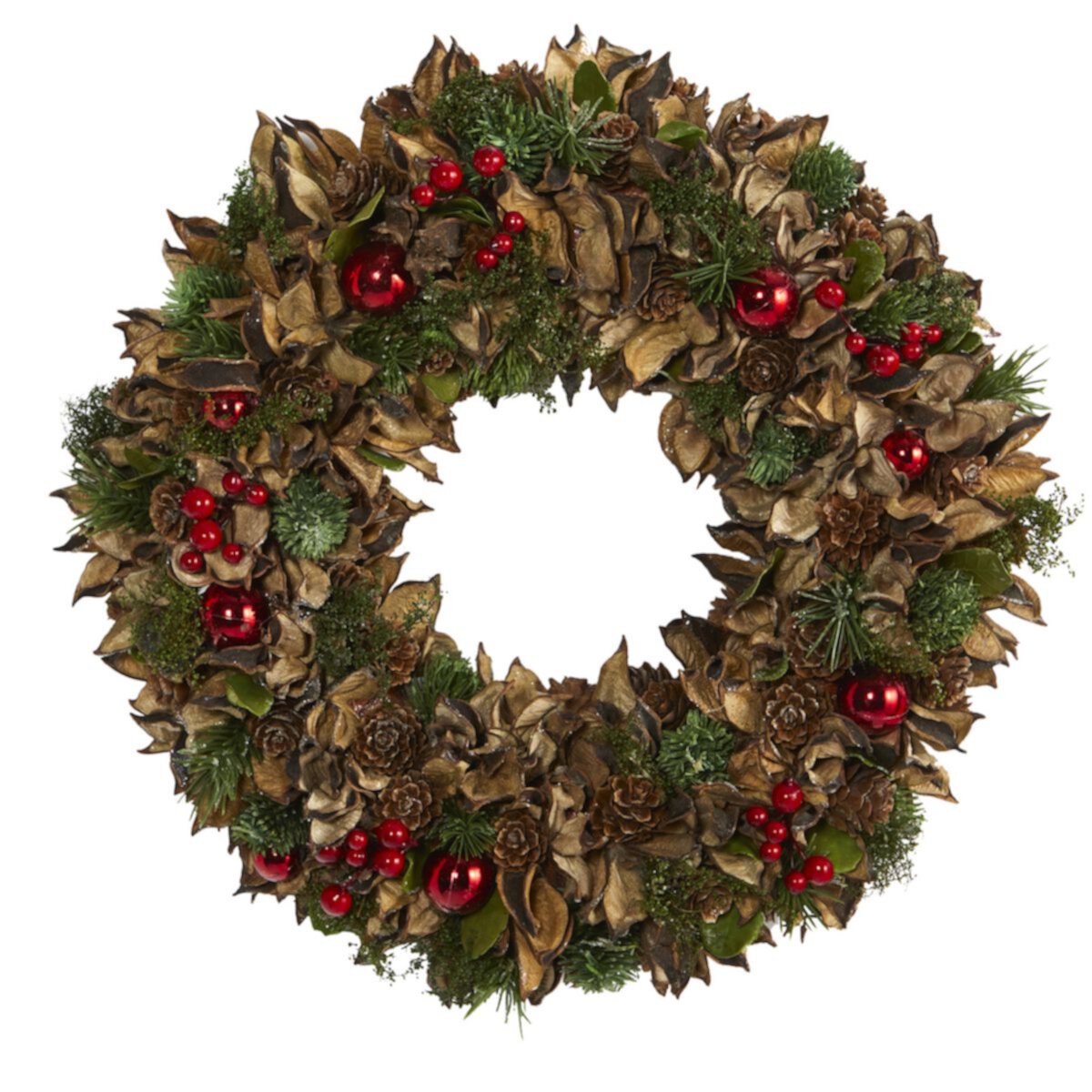 nearly natural Mixed Greens Artificial Christmas Wreath NEARLY NATURAL