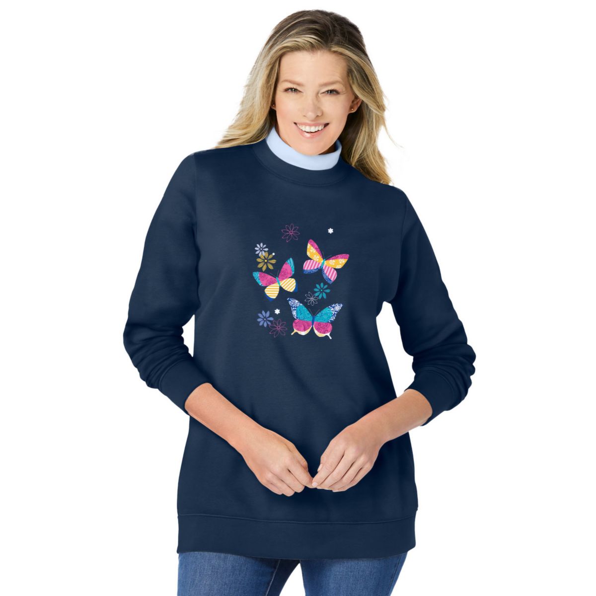 Woman Within Women's Plus Size Layered-look Sweatshirt Woman Within