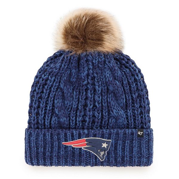 Стильная синяя женская вязаная шапка с помпоном New England Patriots Unbranded