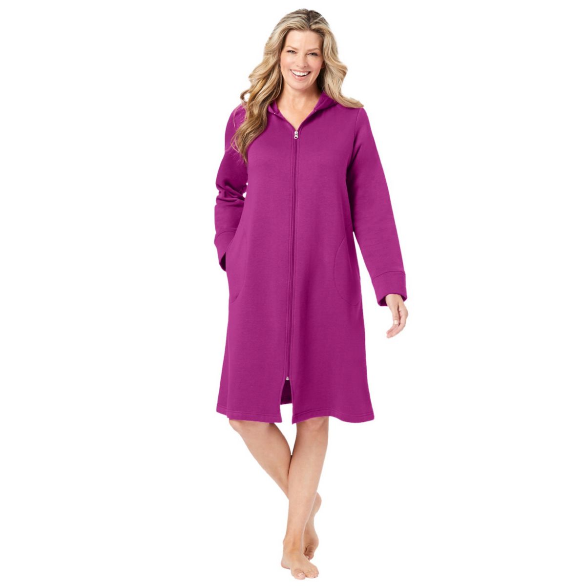 Dreams & Co. Women's Plus Size Short Hooded Sweatshirt Robe Dreams & Co.