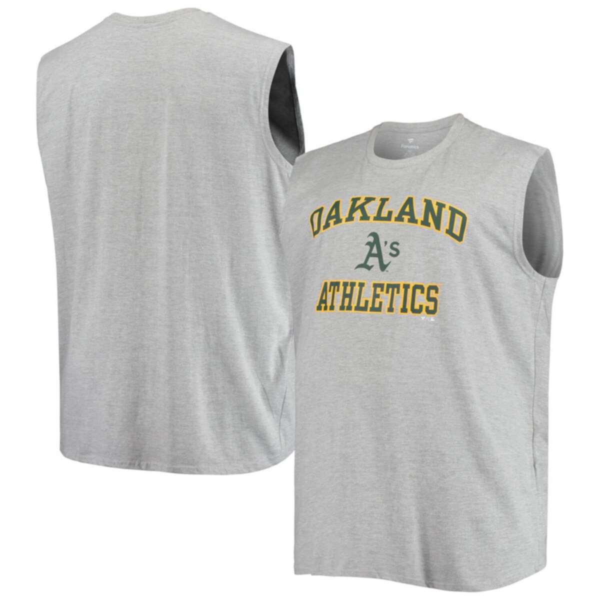 Men's Heathered Gray Oakland Athletics Big & Tall Jersey Muscle Tank Top Profile