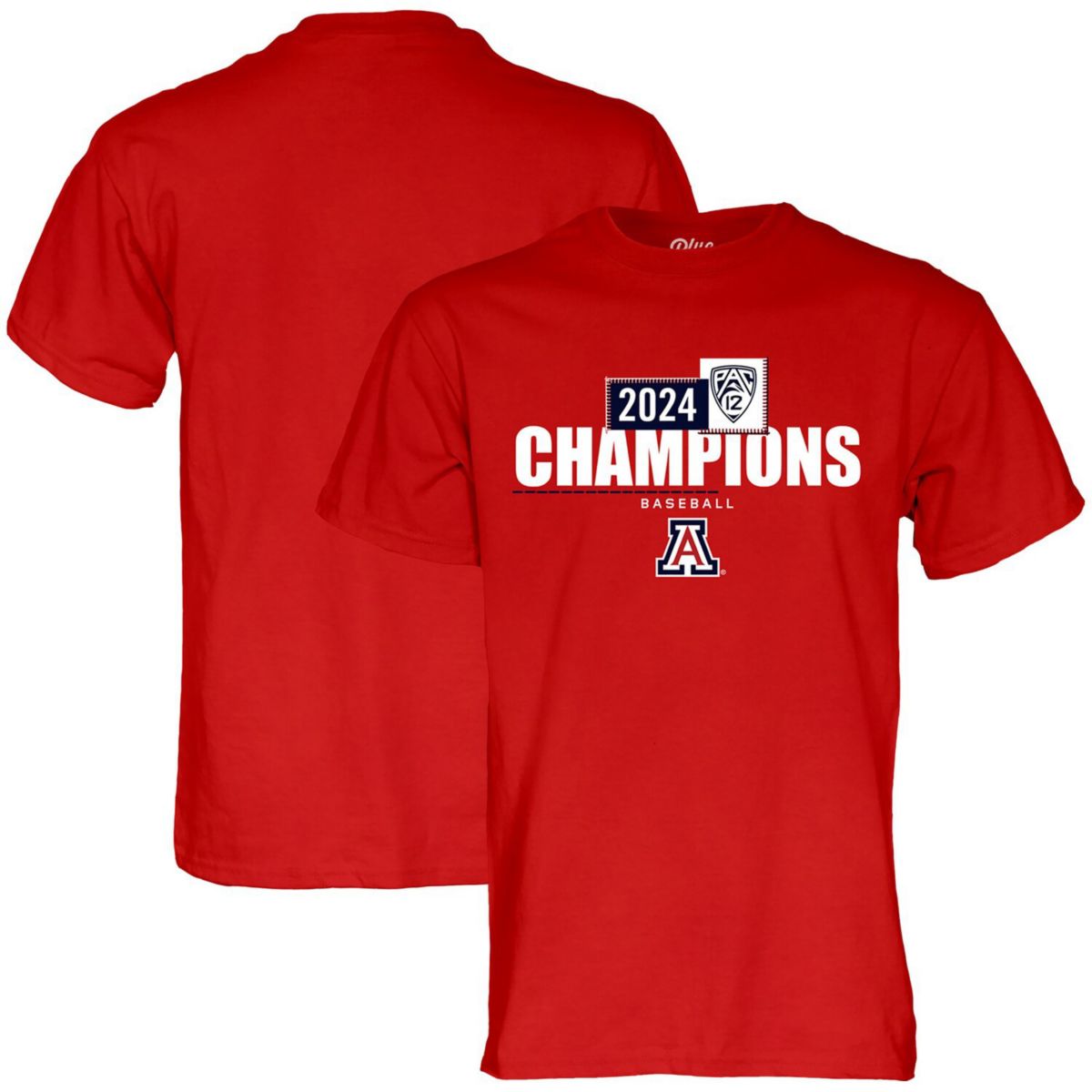 Унисекс Футболка Blue 84 Red Arizona Wildcats 2024 Pac-12 Baseball Regular Season Champions Blue 84