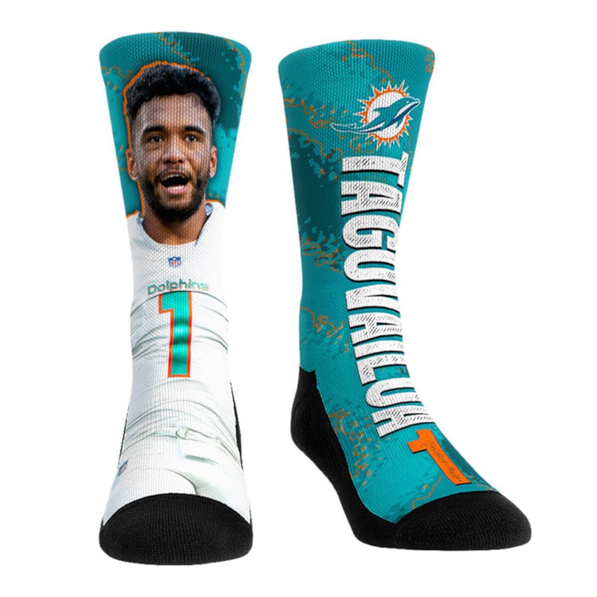 Unisex Rock Em Socks Tua Tagovailoa Miami Dolphins Big Player Crew Socks Unbranded