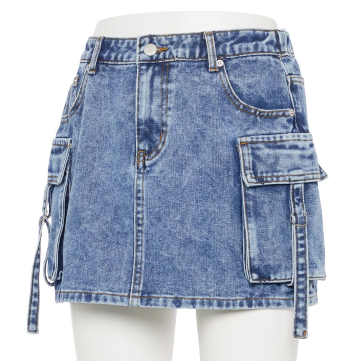 Juniors' Harper & Ivy Mini Denim Cargo Skirt Harper & Ivy