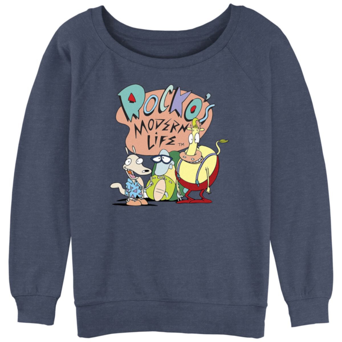 Juniors' Rocko's Modern Life Logo Slouchy Terry Graphic Pullover Nickelodeon