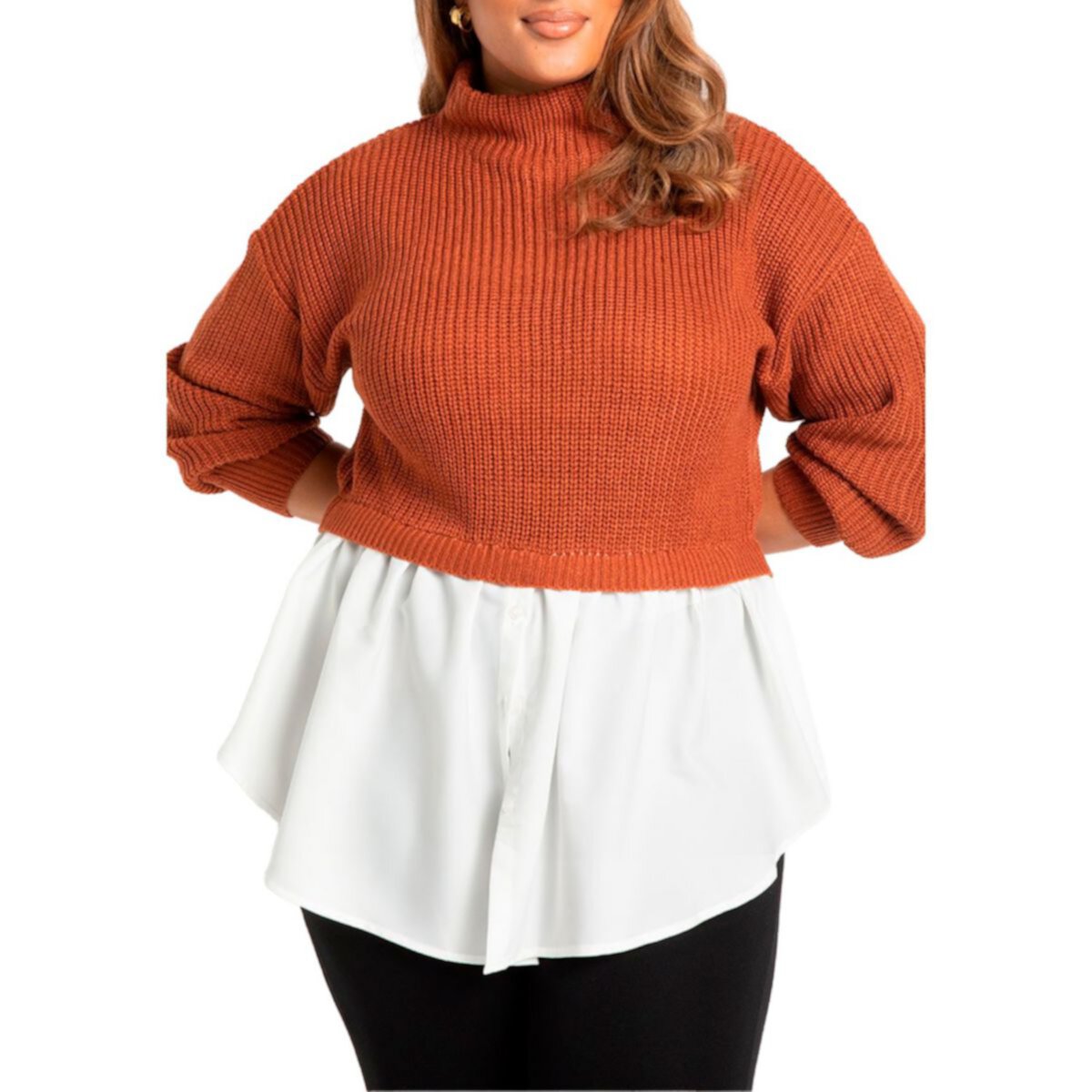 Eloquii Women's Plus Size Twofer Skirted Sweater ELOQUII