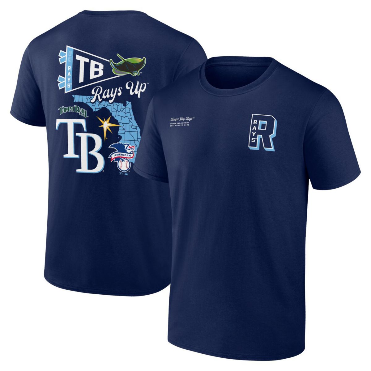 Men's Profile Navy Tampa Bay Rays Big & Tall Split Zone T-Shirt Profile