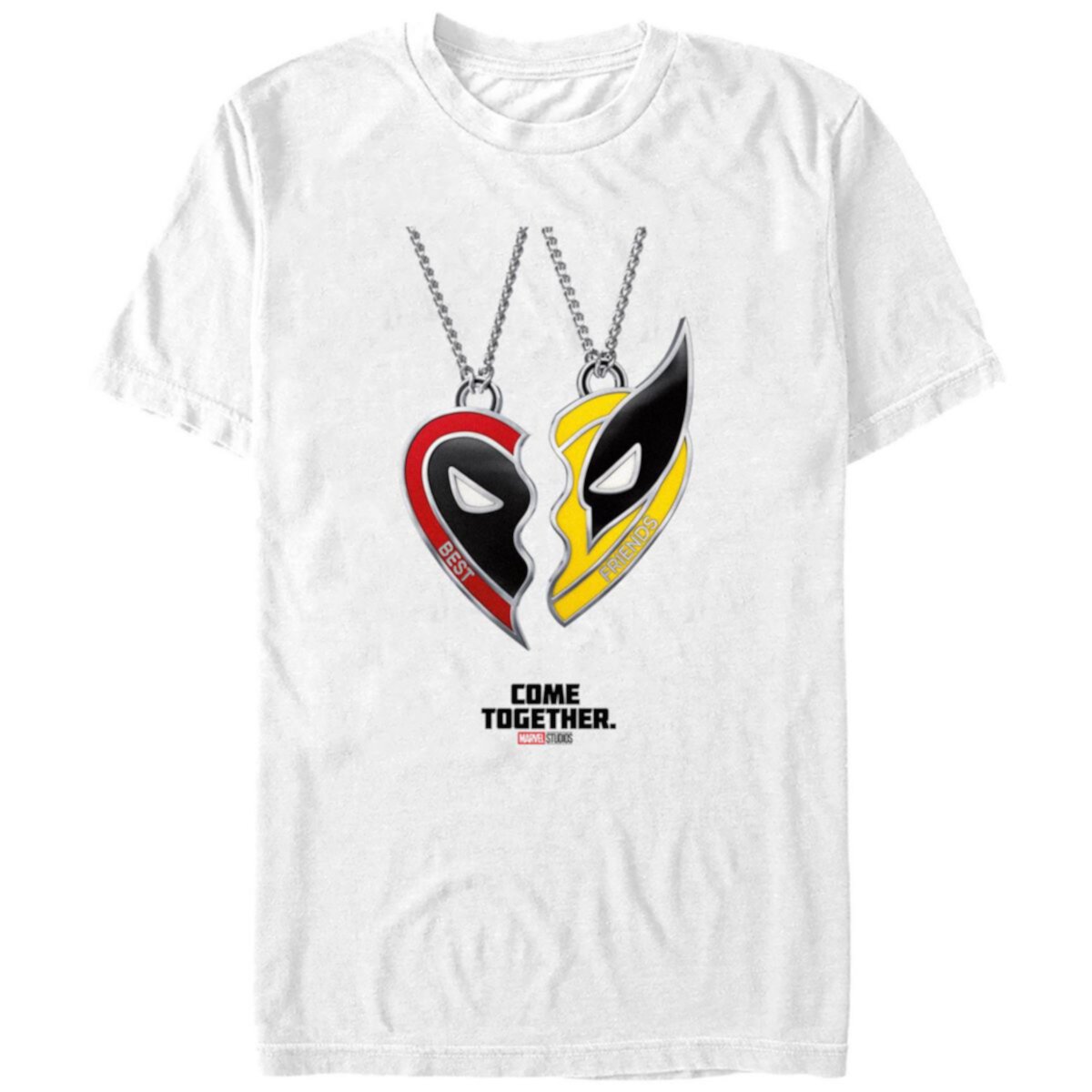 Men's Deadpool And Wolverine Best Friends Necklace Graphic Tee Marvel