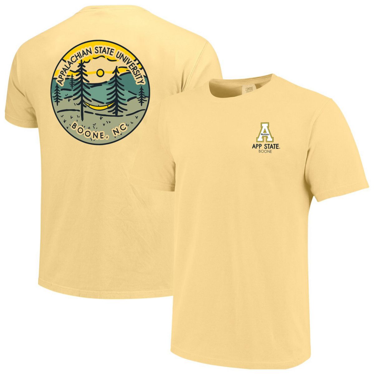 Unisex Gold Appalachian State Mountaineers Scenic Comfort Colors T-Shirt Image One