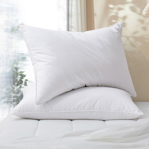 Unikome Goose Feather Down Pillow For Sleeping 2 Pack, Cotton Cover Bed Pillow, Soft Medium Pillow UNIKOME