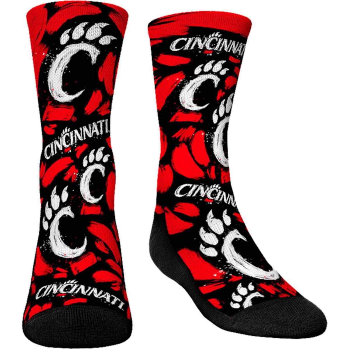 Youth Rock Em Socks Cincinnati Bearcats Allover Logo & Paint Crew Socks Unbranded