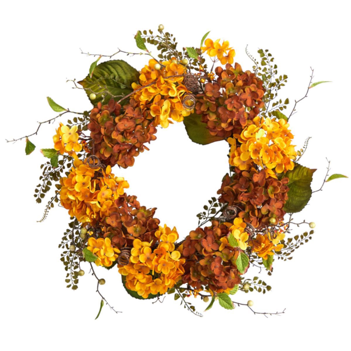 nearly natural 24&#34; Artificial Hydrangea Autumn Wreath NEARLY NATURAL