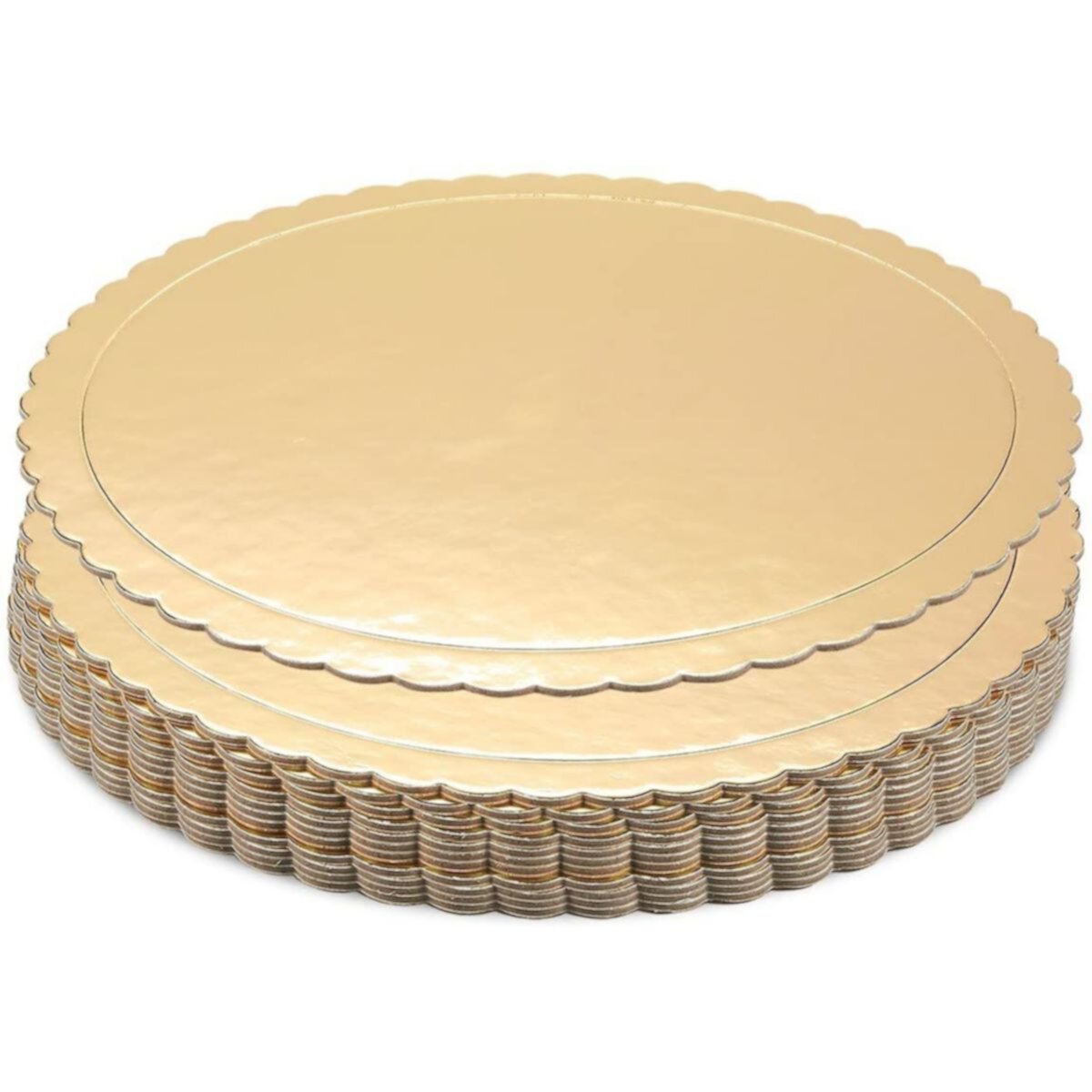 Gold Foil Round Cake Boards, 10 Inch Scalloped Dessert Base (12 Pack) Juvale