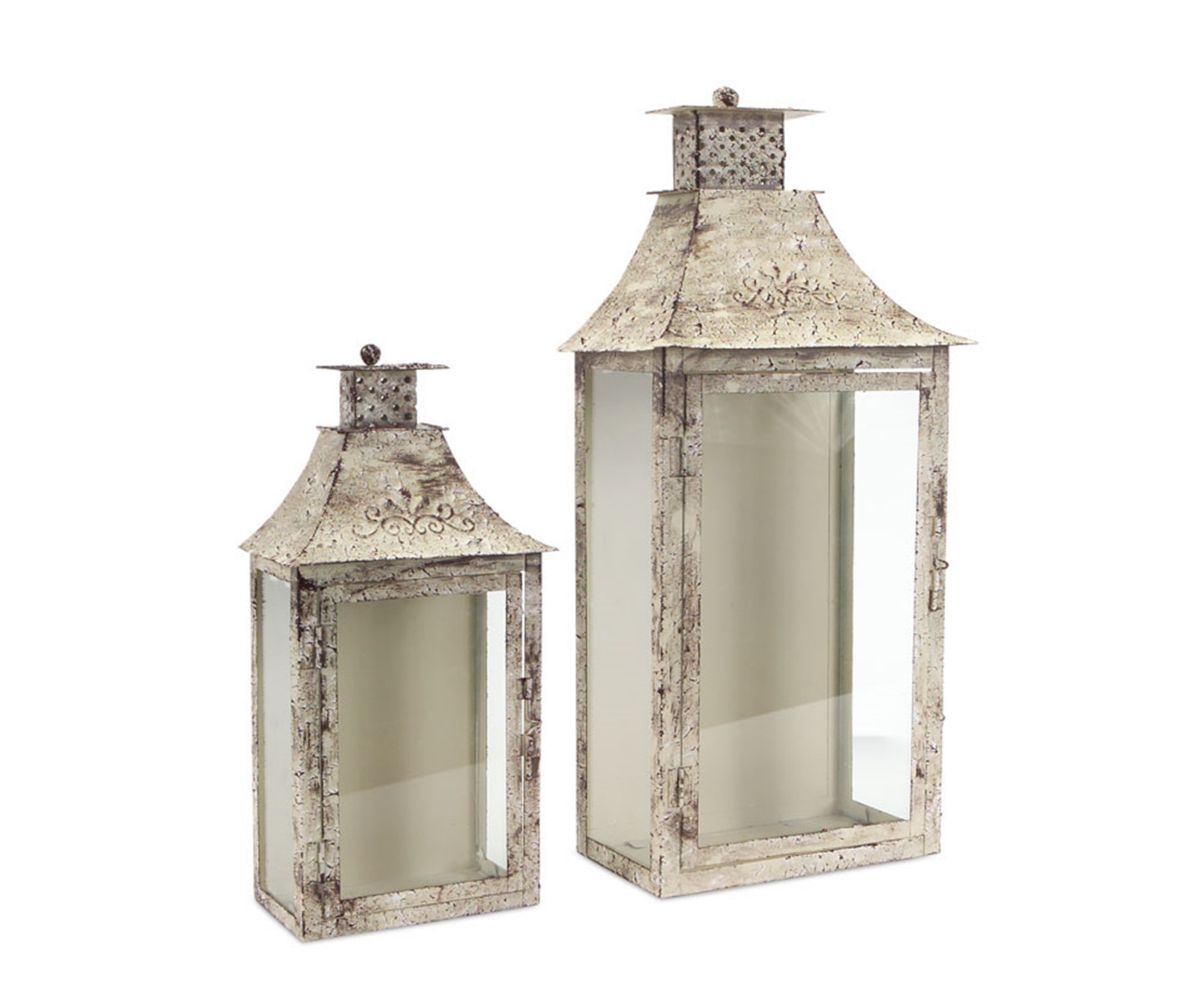 Weathered Metal Lantern With Backing (Set of 2) Slickblue