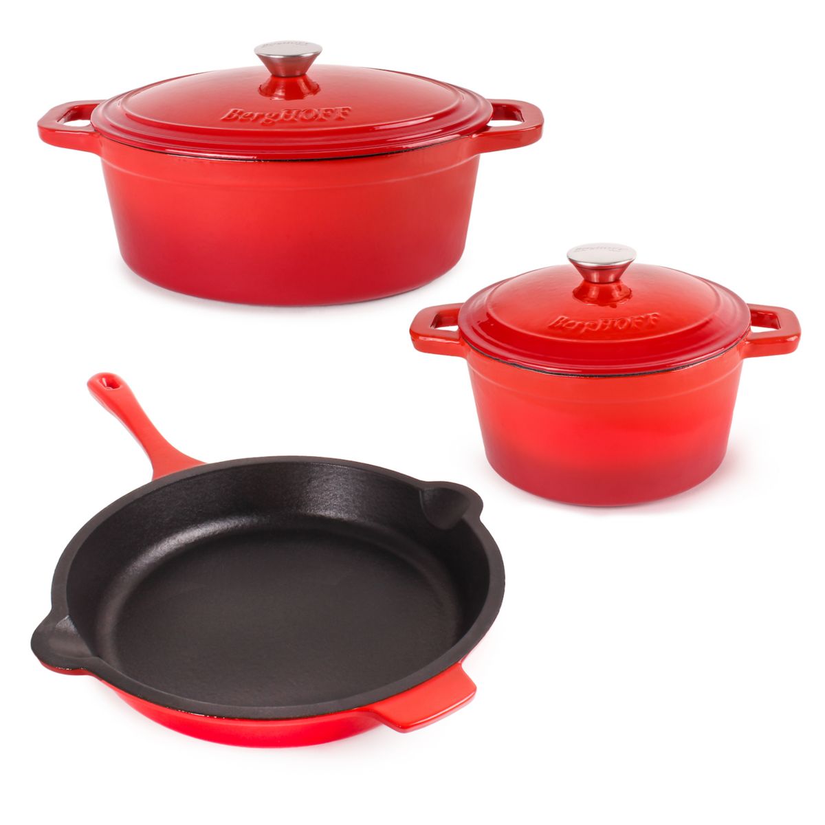 BergHOFF Neo 5-pc. Cast-Iron Dutch Ovens & Frypan Set BergHOFF