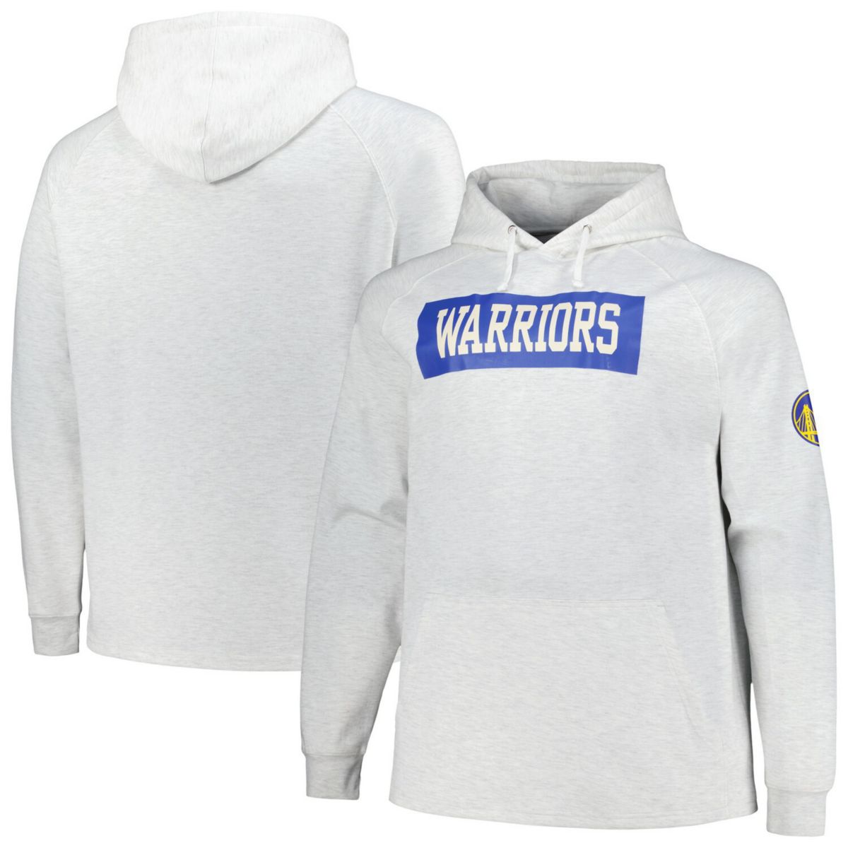Men's Fanatics Ash Golden State Warriors Big & Tall Raglan Tri-Blend Pullover Hoodie Fanatics Brands - White Label