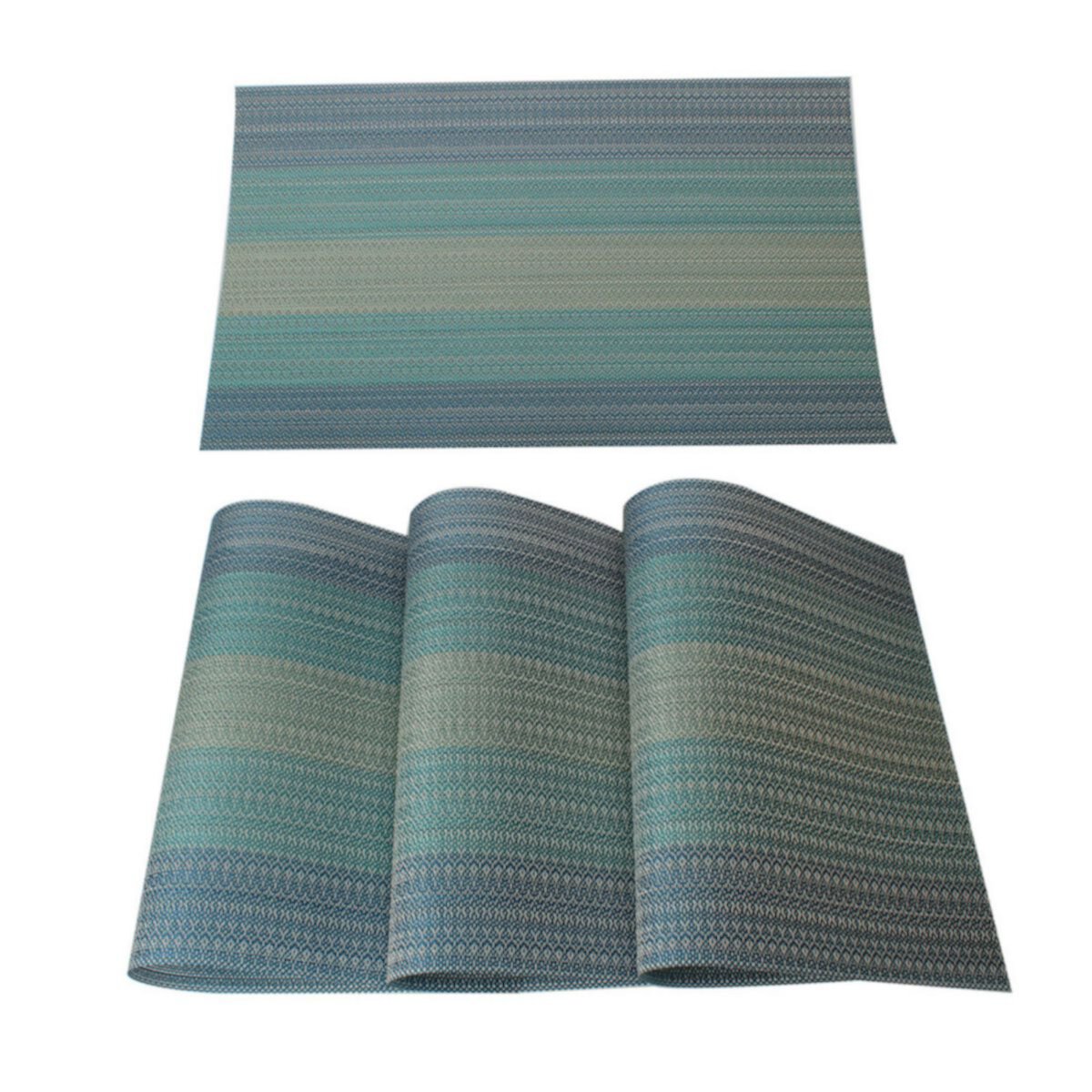 Placemats Woven Pvc Non-slip Mats For Kitchen Dining Table, Blue, 4pcs PiccoCasa