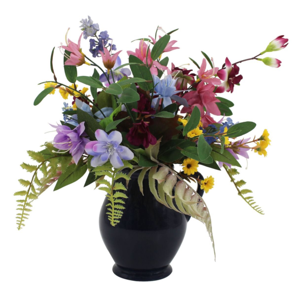 Wild Flowers In Ceramic Pitcher Vase Unbranded