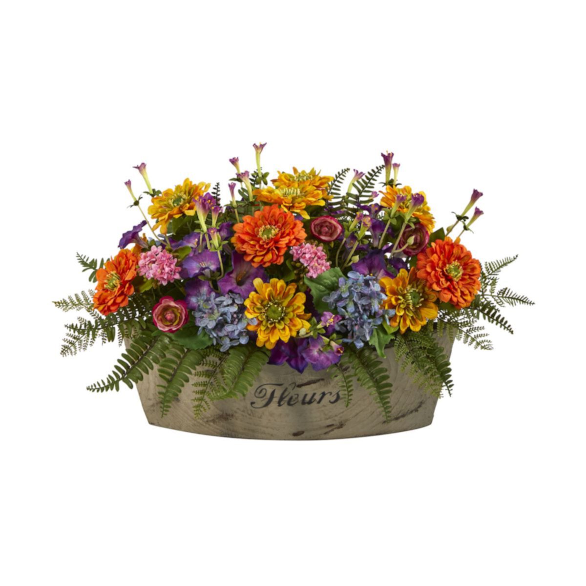 nearly natural 18-in. Mixed Flowers Artificial Arrangement in Decorative Vase NEARLY NATURAL