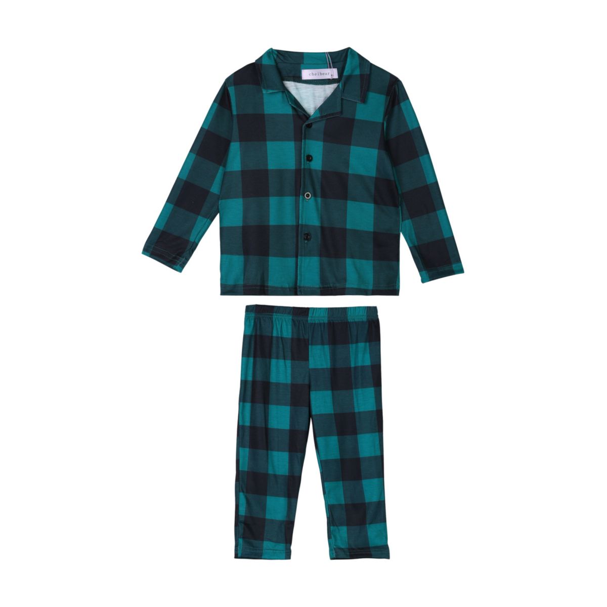 Детские комплекты одежды cheibear Kid's Christmas Plaid Long Sleeve Tee With Pants Loungewear Family Pajama Sets Cheibear