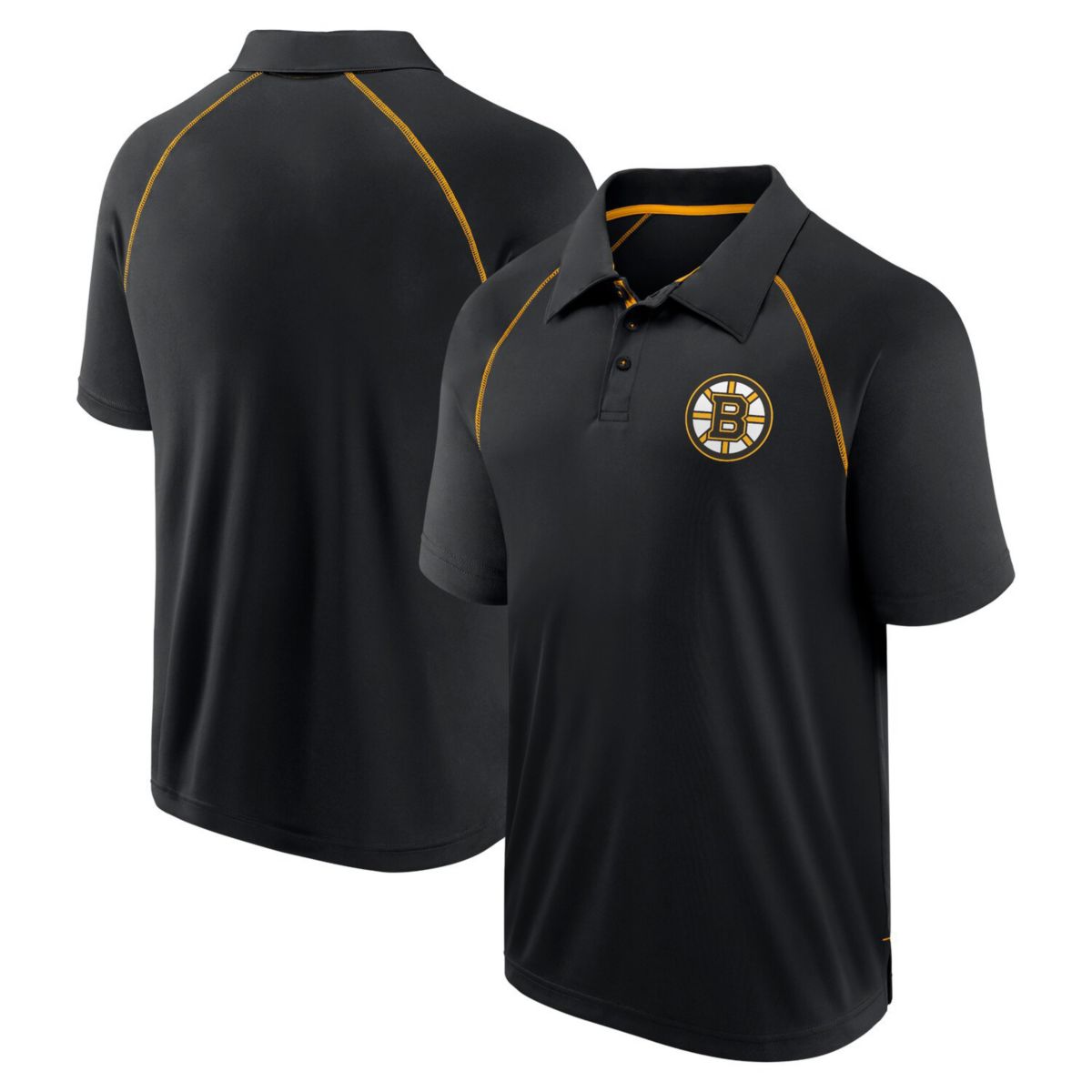 Men's Fanatics Black Boston Bruins Raglan Strong Alone Polo Fanatics Brands - White Label