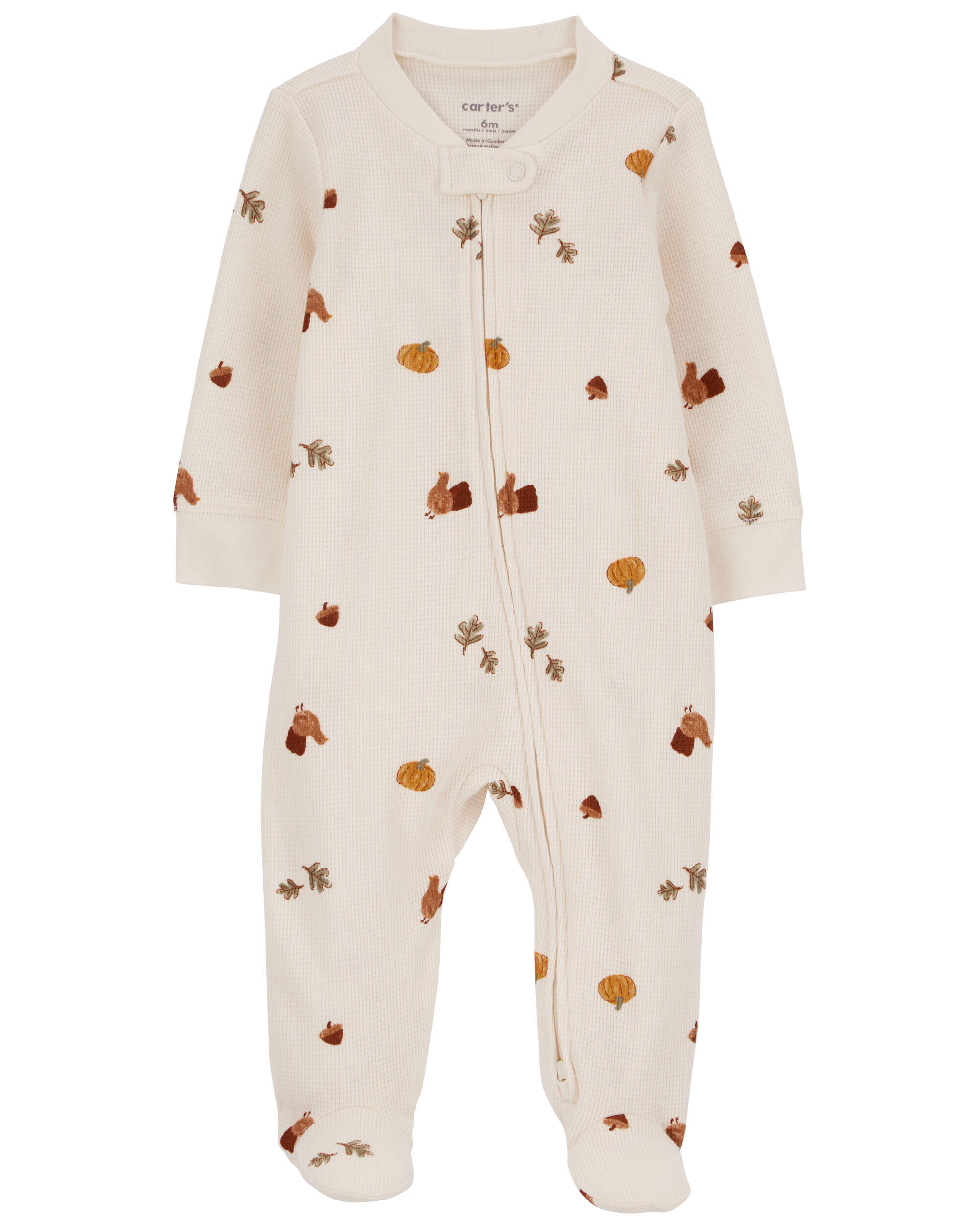 Детские пижамы Carter's Для детей Baby Thanksgiving Zip-Up Thermal Footie Sleep & Play Pajamas Carter's