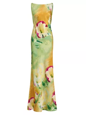 Pippa Floral Satin Gown Kay Unger