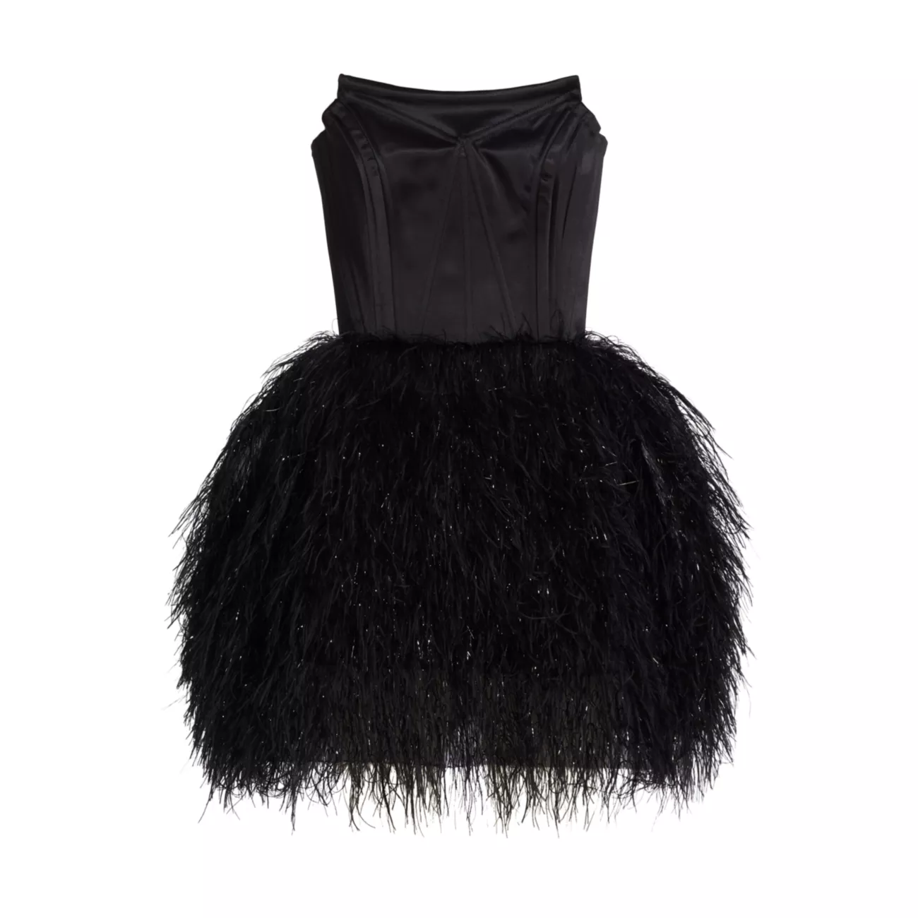 Xixi Strapless Feather Minidress MICHAEL COSTELLO COLLECTION