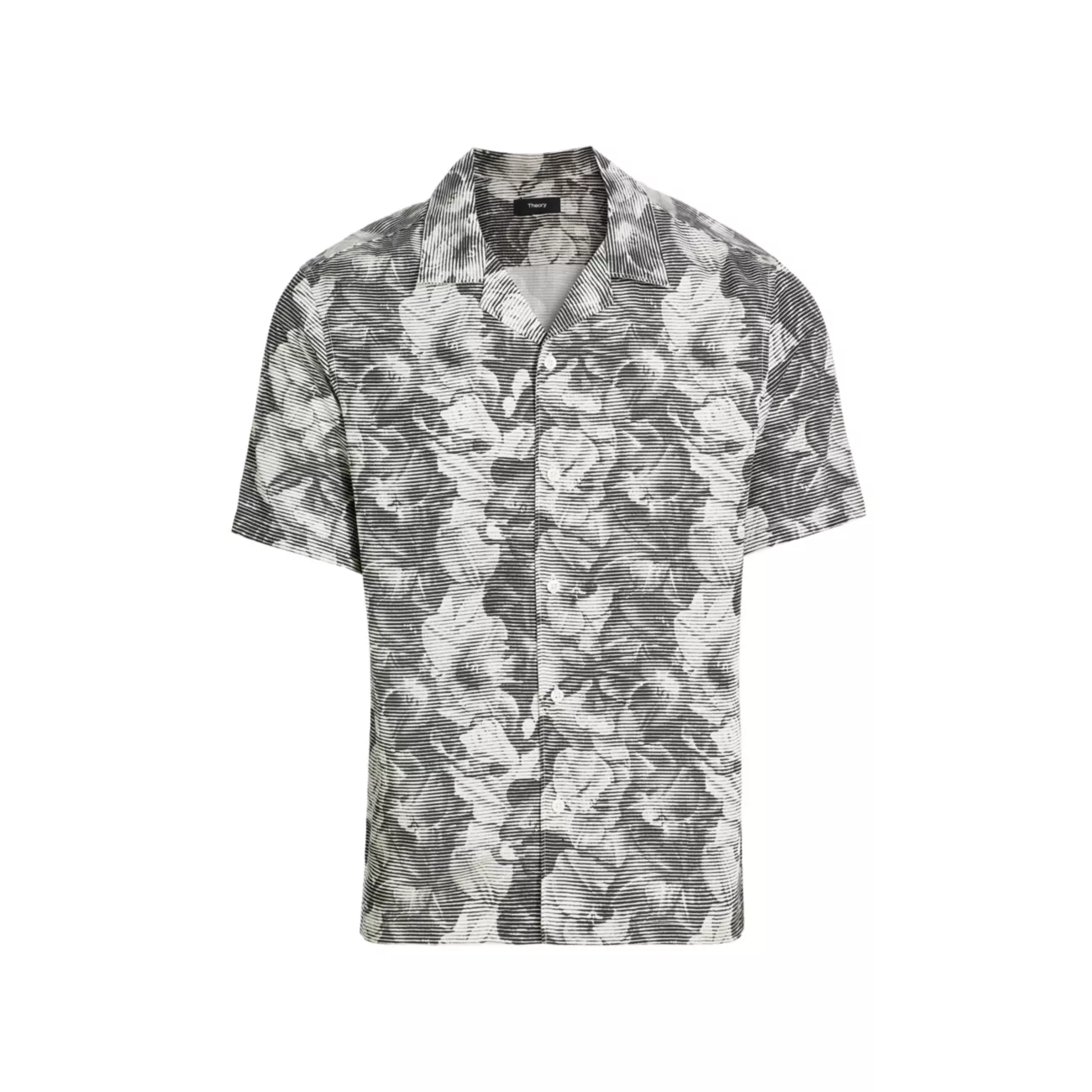 Irving Linear Floral Camp Shirt Theory