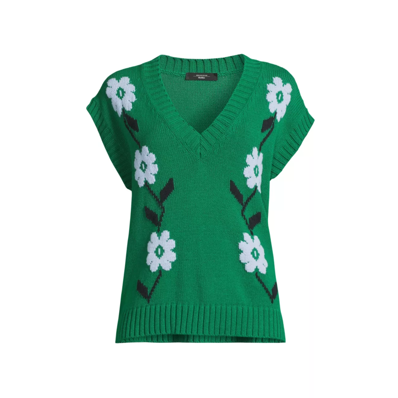 Austria Cotton-Blend Floral Sweater Vest Weekend Max Mara