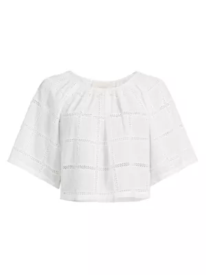 Santos Cotton Cropped Blouse Johnny Was