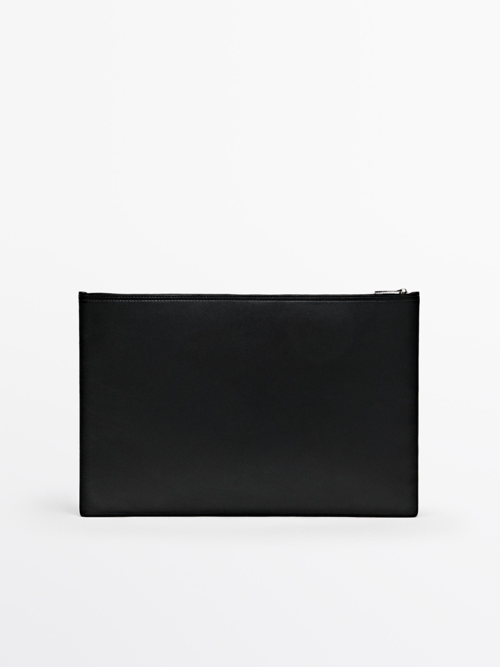 Black nappa leather pouch bag ZARA