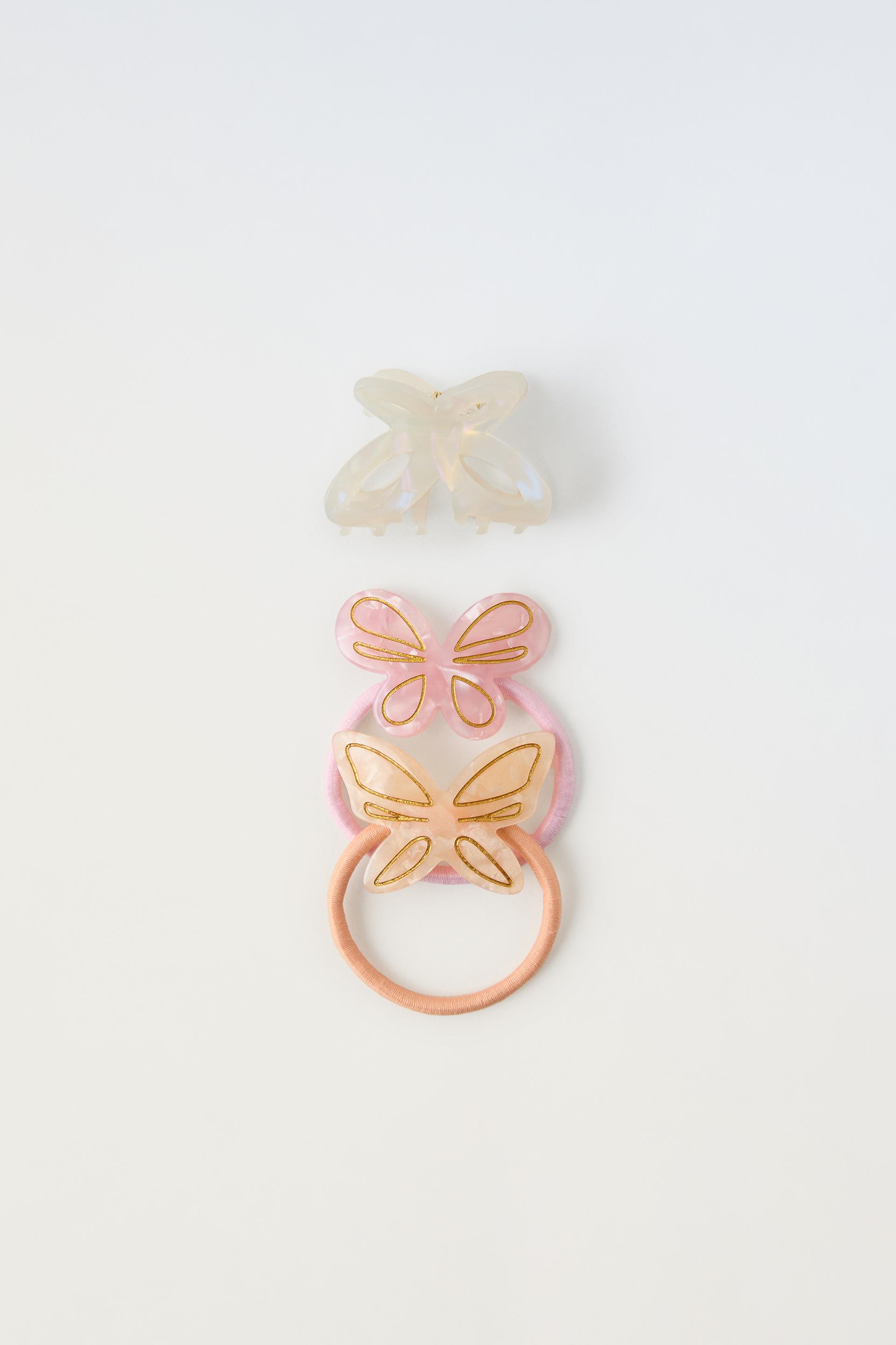 PACK OF BUTTERFLY HAIR TIES AND CLIP ZARA