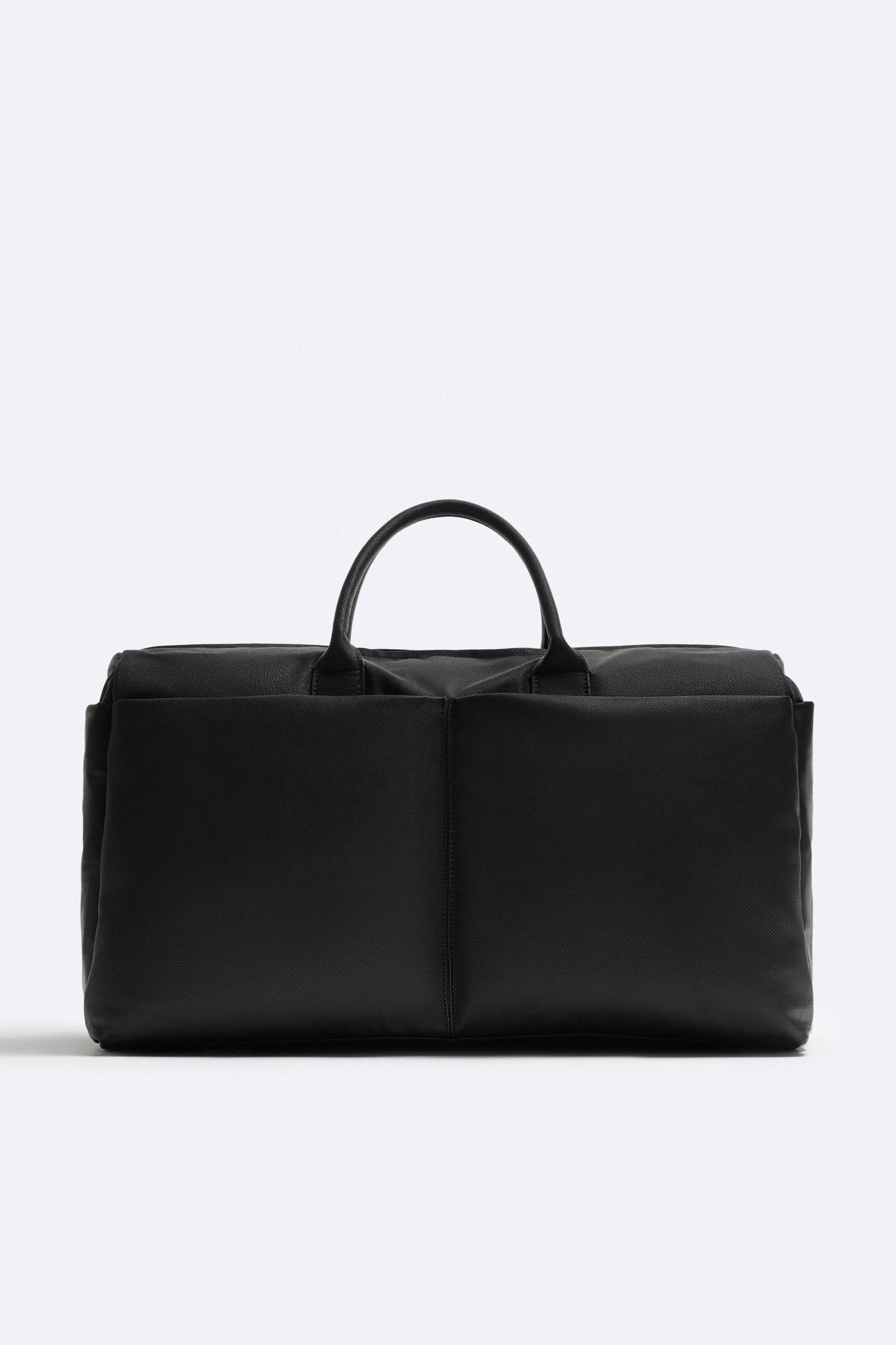 GRAINY FINISH DUFFLE BAG WITH POCKETS ZARA