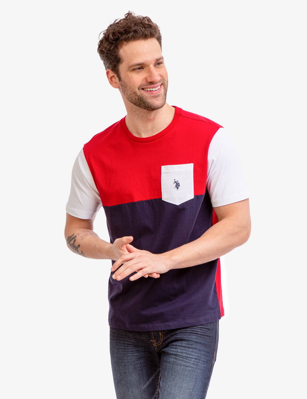 COLORBLOCK JERSEY T-SHIRT WITH POCKET U.S. POLO ASSN.